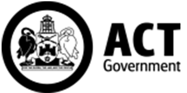 ACT Government logo featuring the coat of arms with two emus and a black swan, symbolizing the Australian Capital Territory.