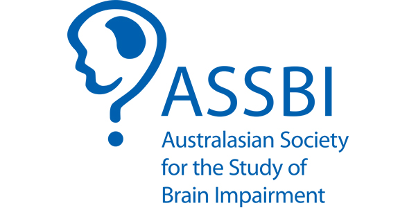 Logo of ASSBI (Australasian Society for the Study of Brain Impairment) featuring a stylized head silhouette and question mark, symbolizing inquiry and research in brain impairment.