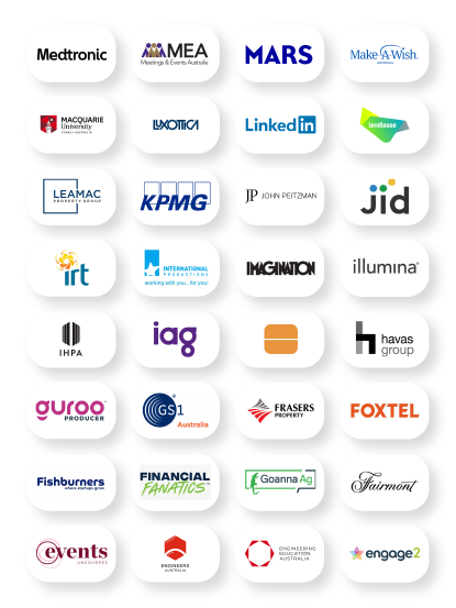 Logos of companies that trust The Visual Storytellers Group, including Medtronic, KPMG, LinkedIn, and Make-A-Wish, showcasing corporate partnerships and client engagement.