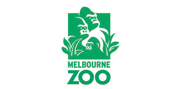 Melbourne Zoo logo featuring stylized gorillas and lush greenery, representing wildlife conservation and engagement in visual storytelling.