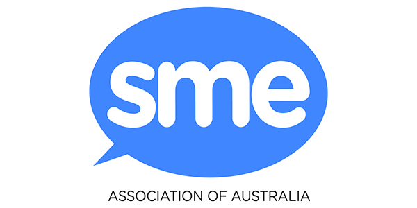 SME Association of Australia logo in a blue speech bubble with "sme" in white and the text "ASSOCIATION OF AUSTRALIA" below, representing the organization's focus on supporting small and medium enterprises.