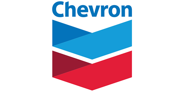 Chevron logo featuring blue and red chevron shapes, representing the brand's identity in the energy sector, relevant to corporate communication and visual storytelling.