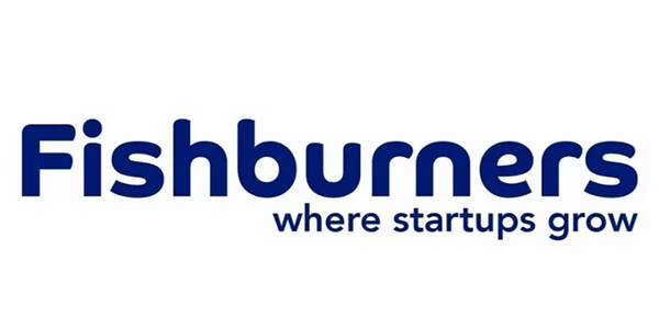 Fishburners logo featuring the text "Fishburners" in bold blue letters with the tagline "where startups grow," representing a collaborative space for entrepreneurs and startups.
