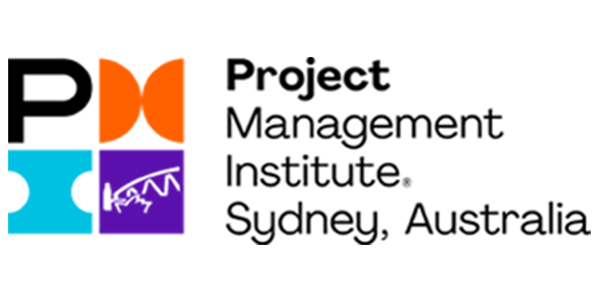 Project Management Institute logo featuring colorful geometric shapes and text, representing the organization based in Sydney, Australia, relevant to corporate event communication and visual storytelling.