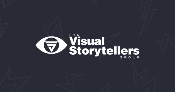 Logo of The Visual Storytellers Group featuring an eye symbol and bold typography, representing visual storytelling and graphic recording expertise.