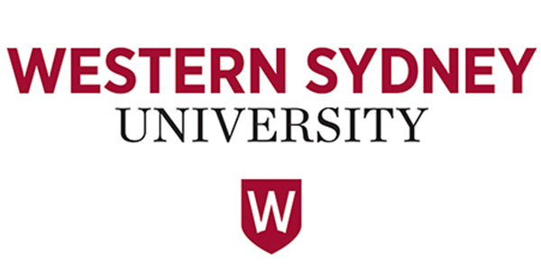 Western Sydney University logo featuring the name in bold red and black font with a stylized 'W' emblem below, representing educational collaboration and creativity in visual storytelling.